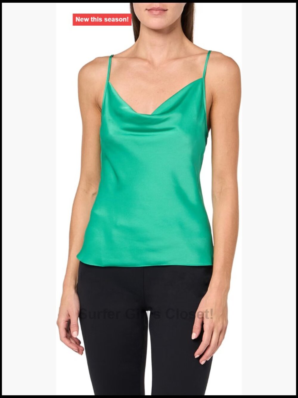 Satin Cowl Neck Camisole Sleeveless Relaxed Fit Polyester